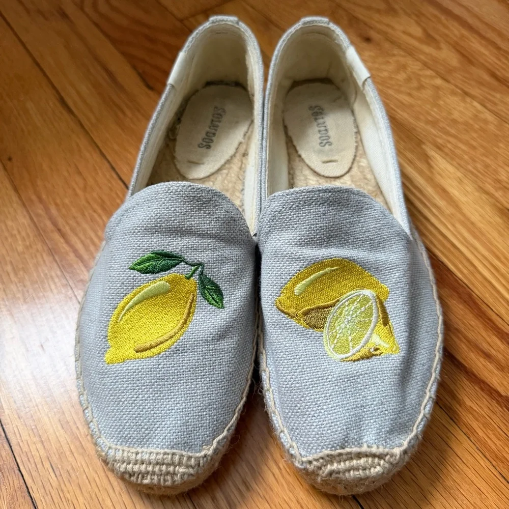 Soludos Lemons Espadrille Dolphin Blue Canvas Slip-Ons Women’s Size 5